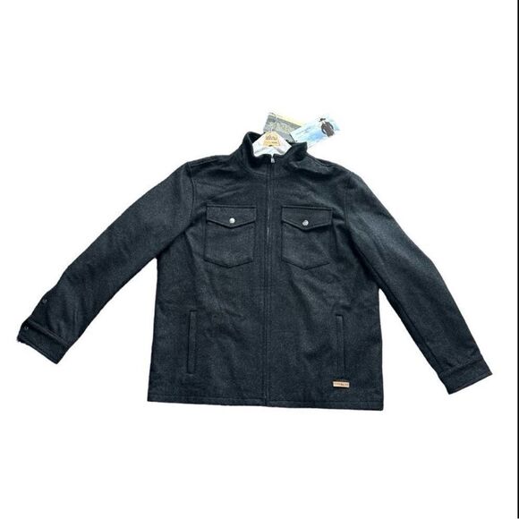 Powder River Outfitters Men’s Wool Zipper Black Jacket with Front Pockets - Picture 1 of 11